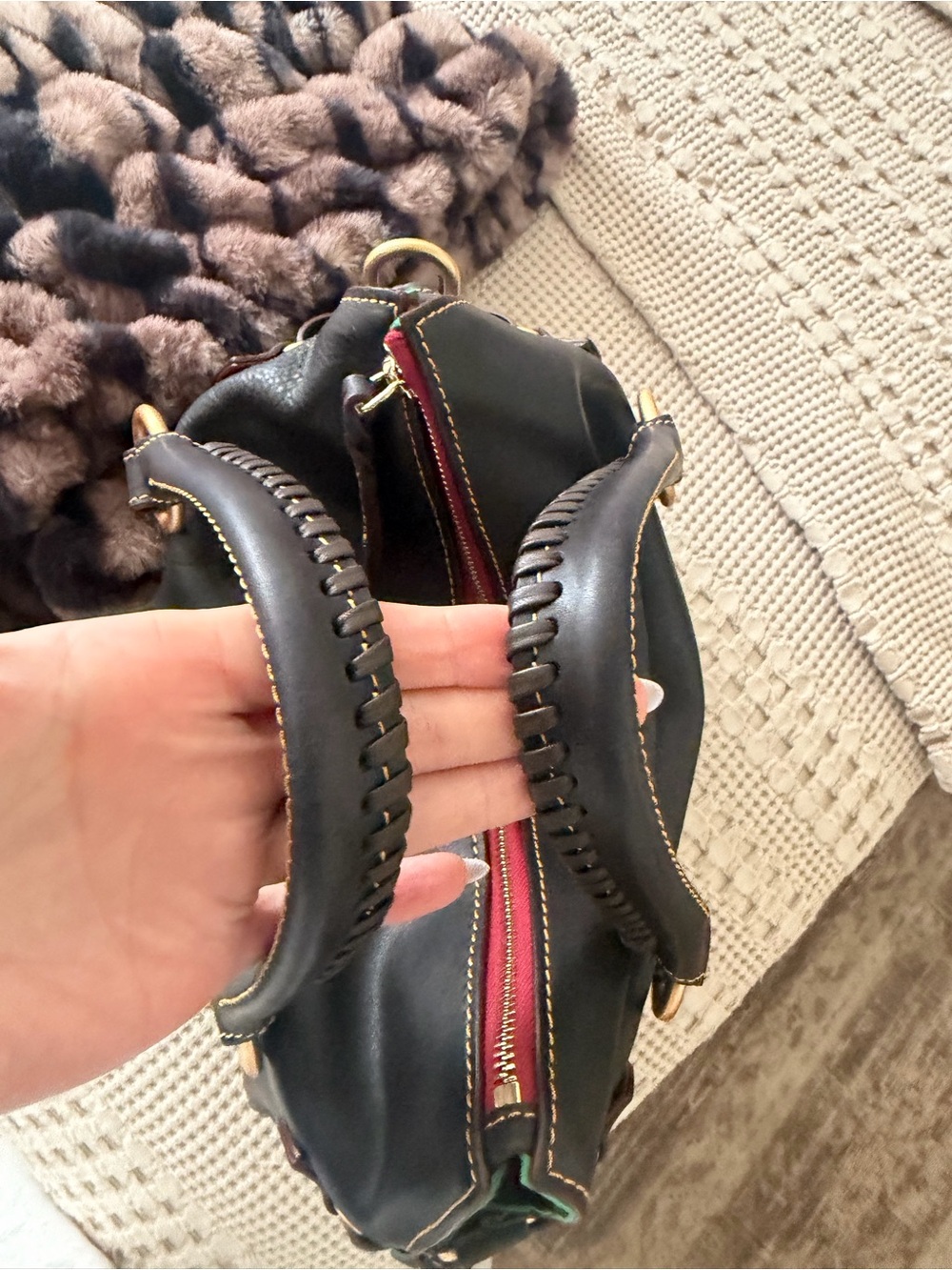 Dooney & Bourke Navy Large Florentine Satchel - Picture 4 of 11